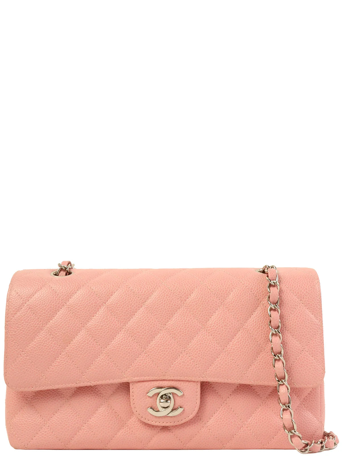 CHANEL Around 2004 Made Caviar Skin Classic Flap Chain Bag 25Cm Pink