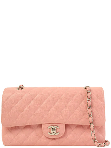 CHANEL Around 2004 Made Caviar Skin Classic Flap Chain Bag 25Cm Pink