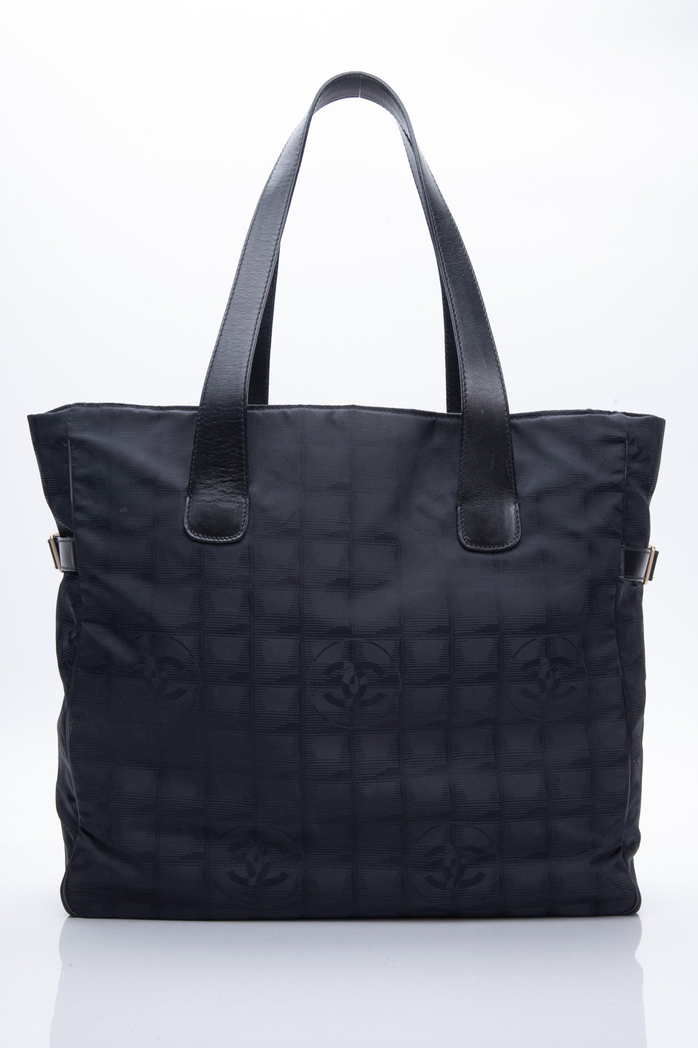 Chanel Black Nylon CC Logo Travel Line Large Tote Bag