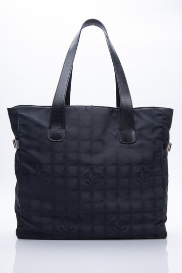 Chanel Black Nylon CC Logo Travel Line Large Tote Bag