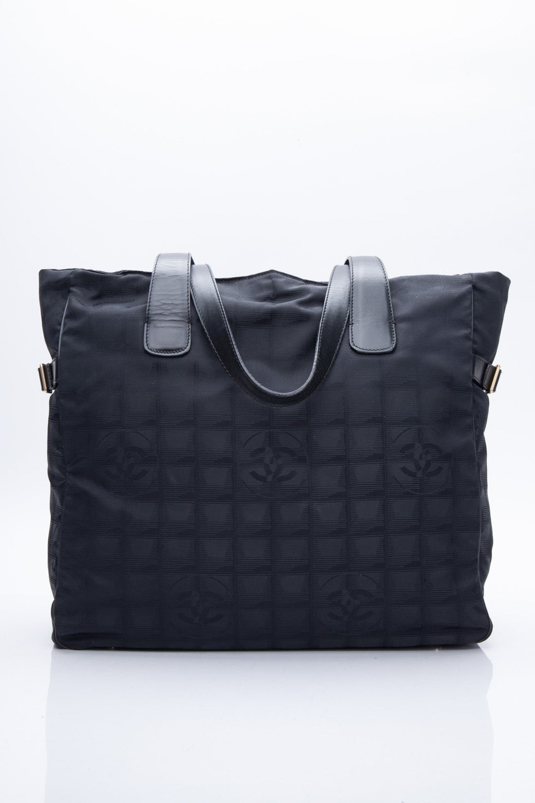 Chanel Black Nylon CC Logo Travel Line Large Tote Bag