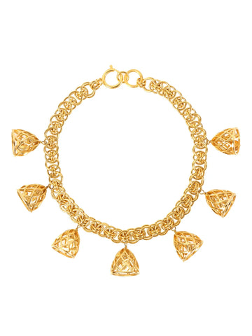 CHANEL Bird Cage Cc Mark Swing Necklace Gold