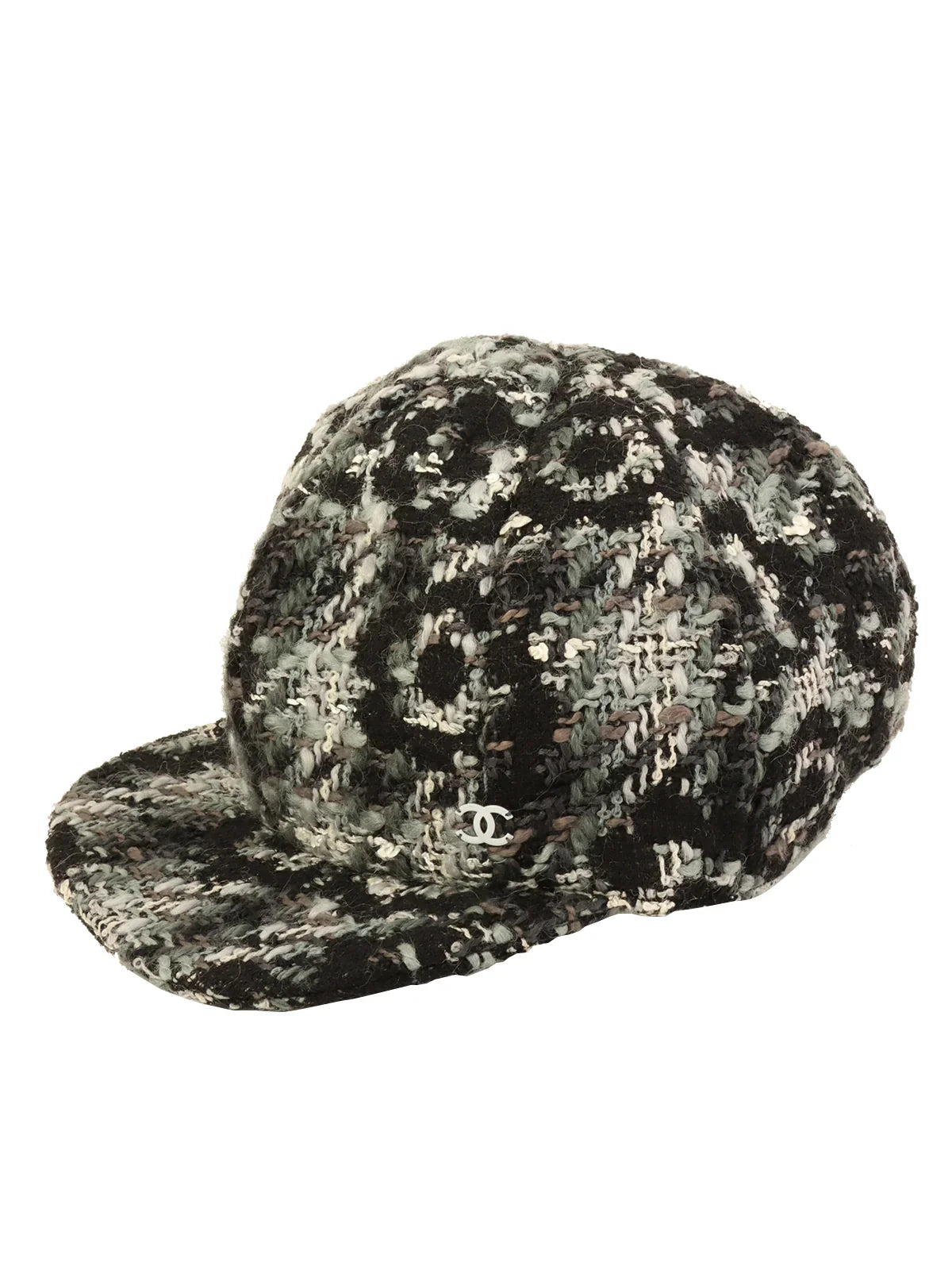CHANEL Tweed Cc Mark Cap Black