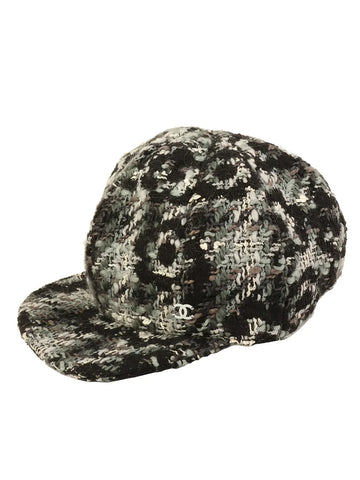 CHANEL Tweed Cc Mark Cap Black