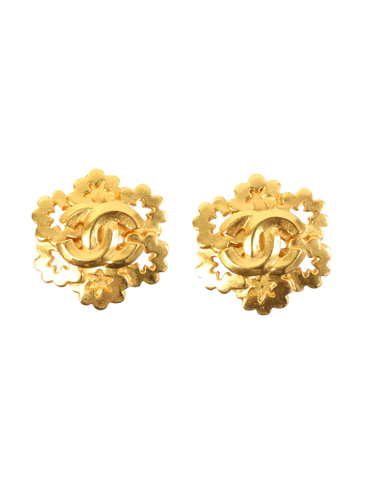 CHANEL 1996 Made Design Cutout Cc Mark Earring