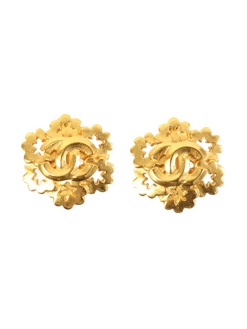 CHANEL 1996 Made Design Cutout Cc Mark Earring
