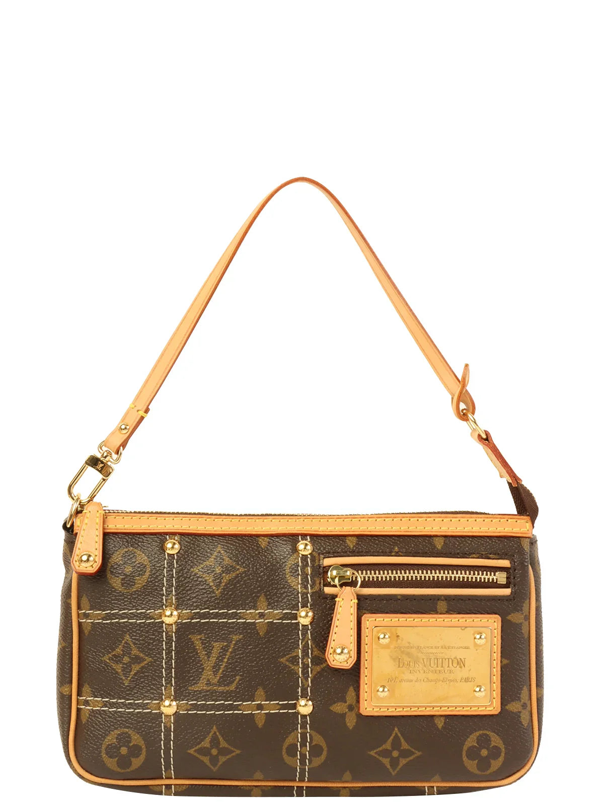 LOUIS VUITTON 2006 Made Canvas Monogram Rivet Pochette Accessories Brown