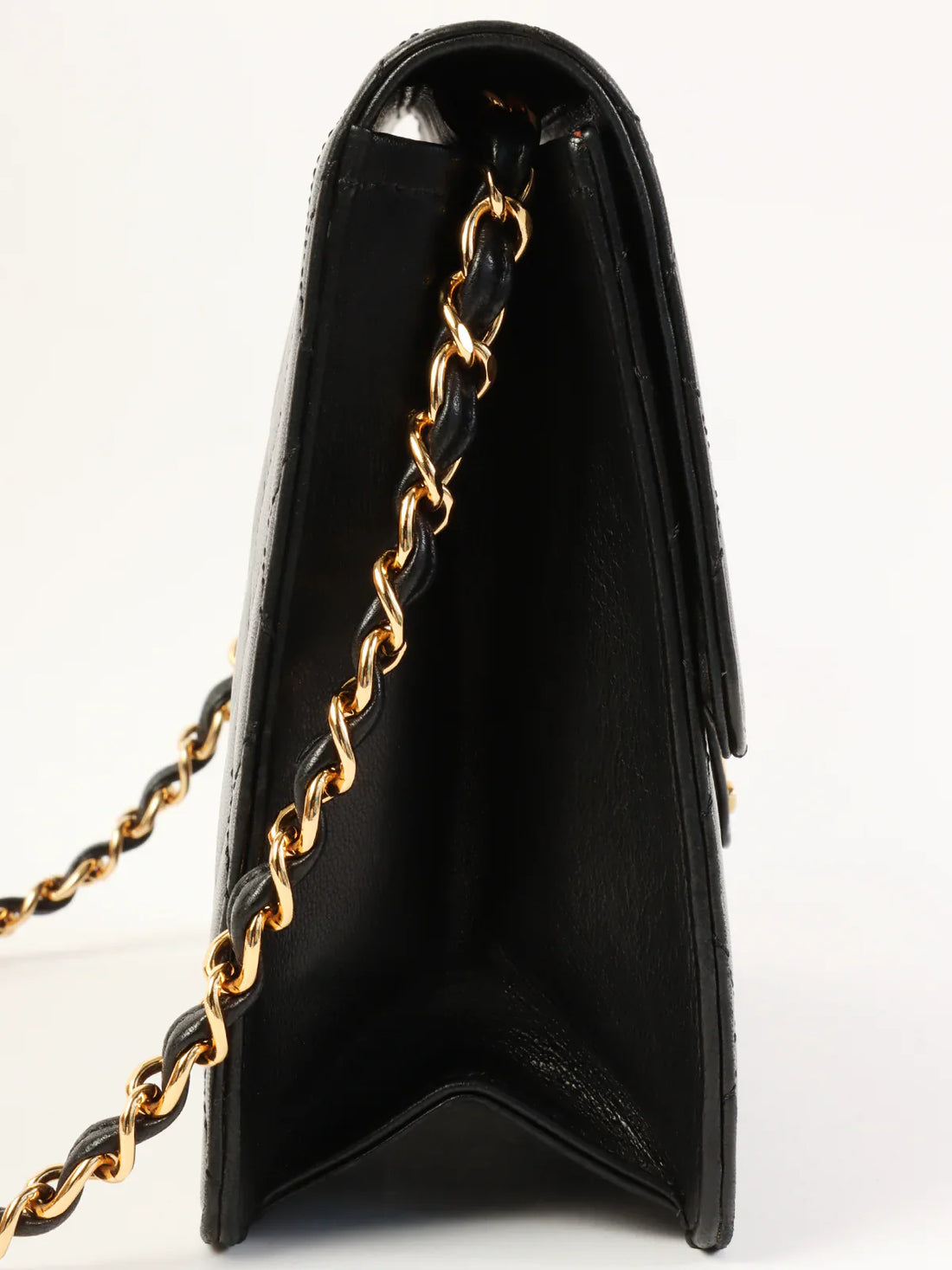 CHANEL Around 1998 Made Straight Flap Cc Mark Plate Chain Bag Black