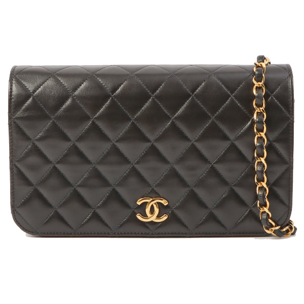 Chanel Around 1998 Made Full Flap Cc Mark Plate Chain Bag Black
