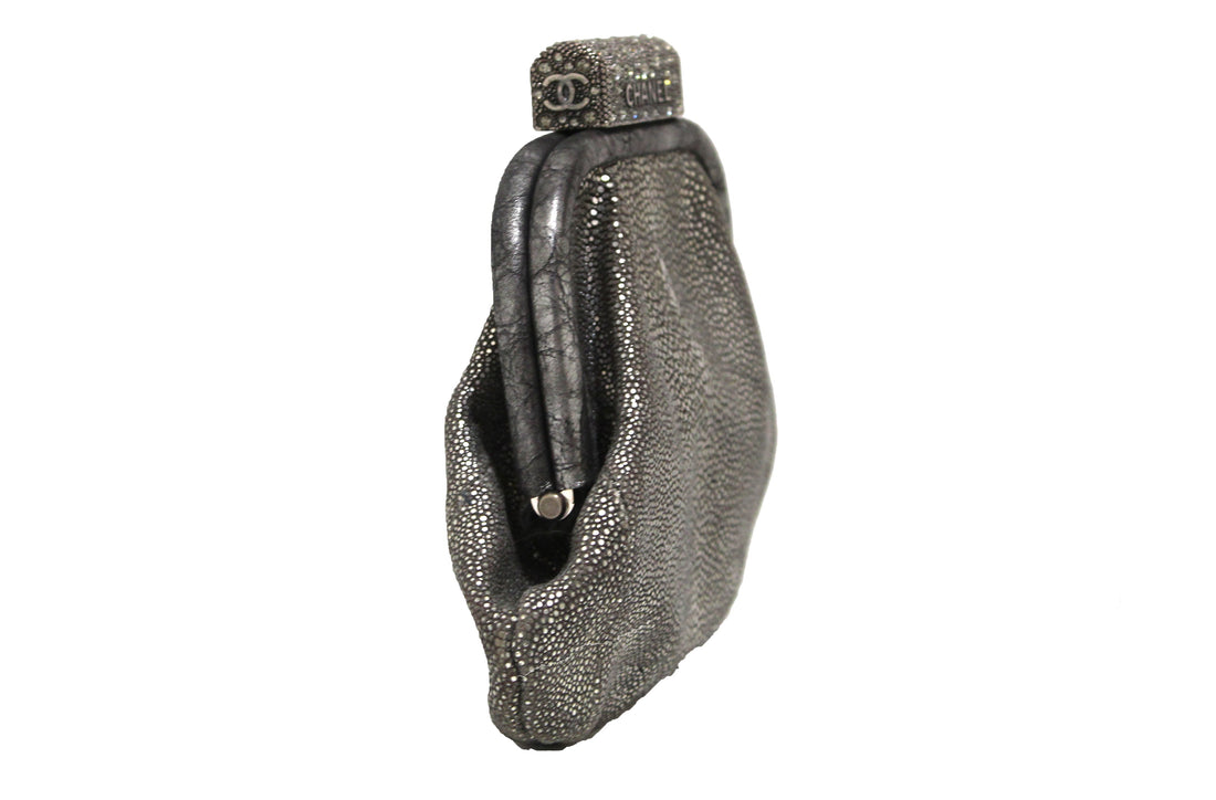 Chanel Stingray Crystal Degrade Frame Evening Clutch Bag