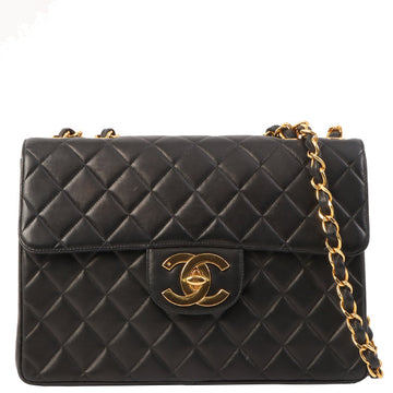 Chanel Around 1997 Made Classic Flap Chain Bag Jumbo Black