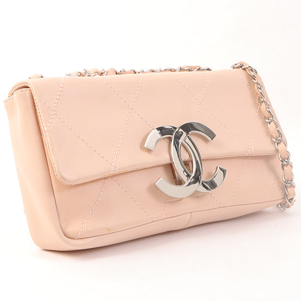 Chanel Around 2005 Made Wild Stitch Big Cc Mark Plate Chain Bag Baby Pink