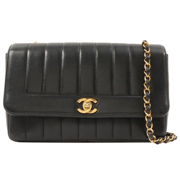 Chanel Around 1995 Made Mademoiselle Stitch Turn-Lock Chain Bag Black