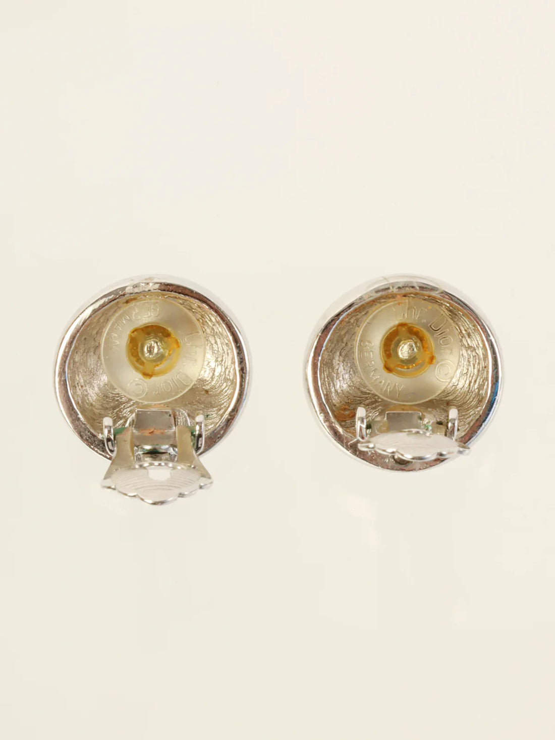DIOR Dome Design Earrings Silver