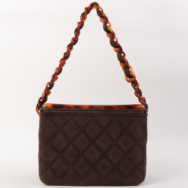Chanel Around 1997 Made Suede Tortoiseshell Cc Mark Box Top Handle Bag Dark Brown