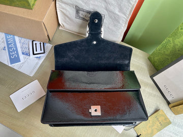 CHANEL Classic Double Flap 9" Chain Shoulder Bag Black Lambskin k10