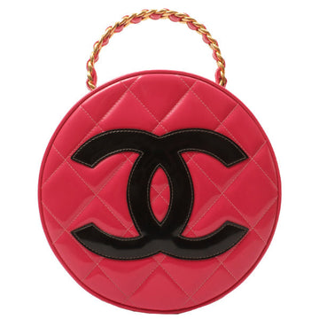 Chanel Around 1995 Made Patent Round Design Cc Mark Vanity Fuchsia Pink