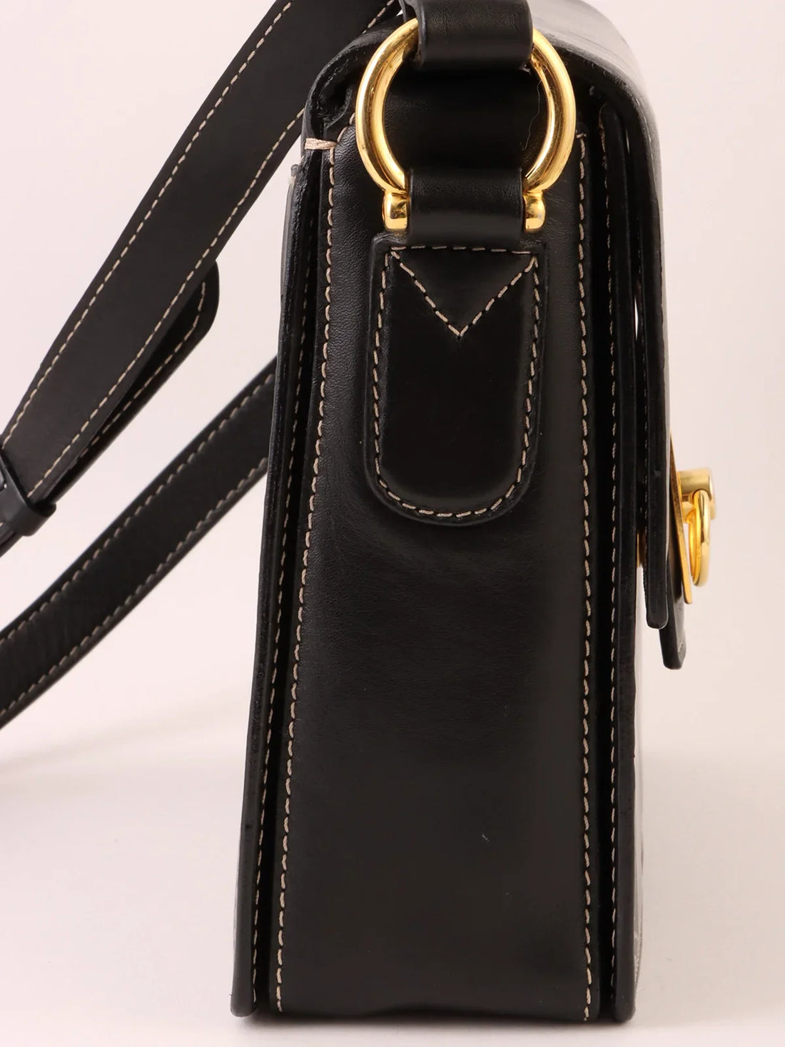 CELINE Logo Plate Shoulder Bag Black