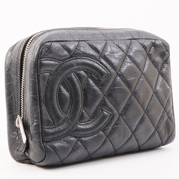 Chanel Around 2008 Made Cambon Pouch Black