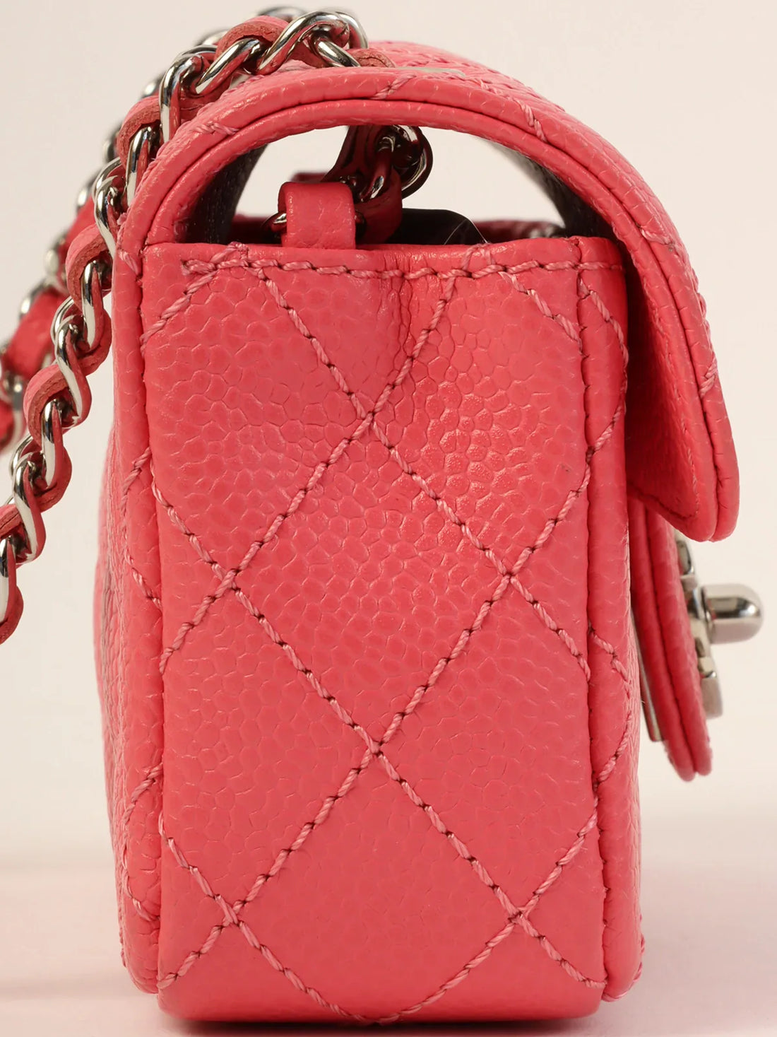 CHANEL Around 2004 Made Caviar Skin Turn-Lock Mini Chain Bag Pink