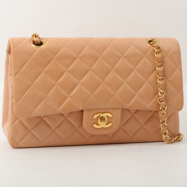 Chanel Around 1990 Made Classic Flap Chain Bag 25Cm Salmon Pink