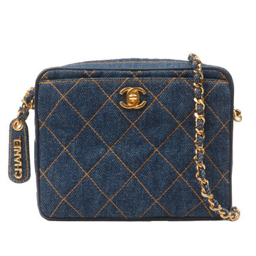 Chanel Around 1997 Made Denim Turn-Lock Mini Chain Bag Indigo