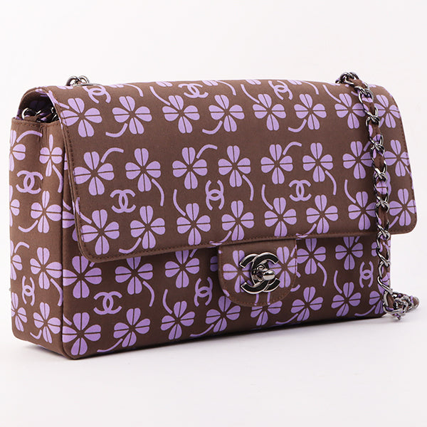 Chanel Around 2000 Made Clover Design Print Turn-Lock Chain Bag Brown/Purple