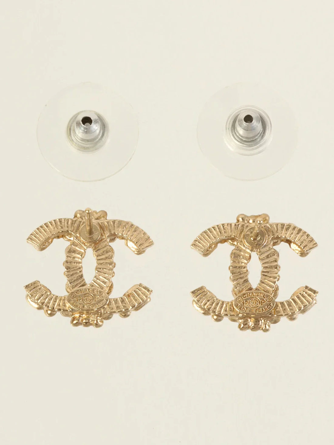 CHANEL 2012 Made Rhinestone Cc Mark Pierced Earrings Gold/Pink/Black