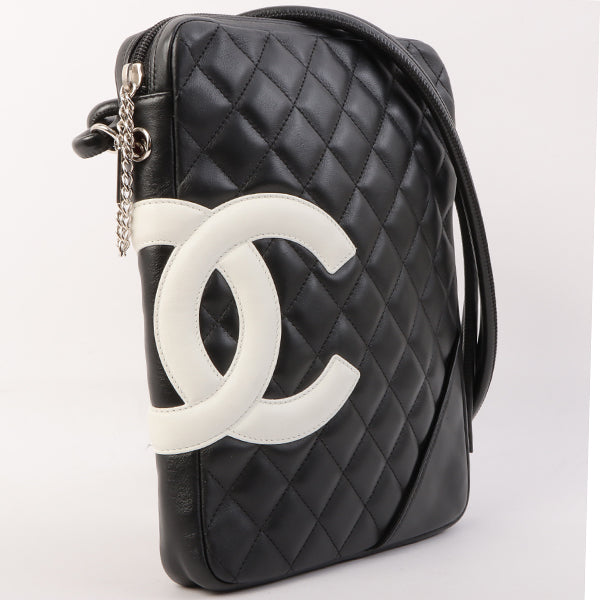 Chanel Around 2003 Made Cambon Shoulder Bag Black/White