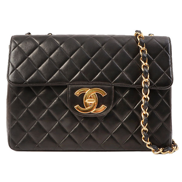 Chanel Around 1997 Made Classic Flap Chain Bag Jumbo Black