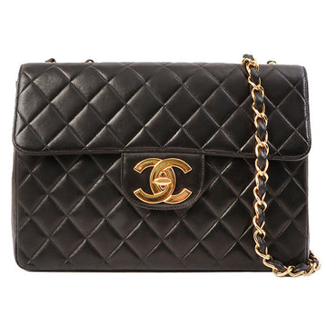 Chanel Around 1997 Made Classic Flap Chain Bag Jumbo Black