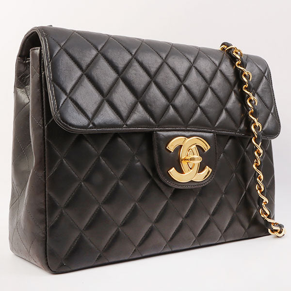 Chanel Around 1997 Made Classic Flap Chain Bag Jumbo Black