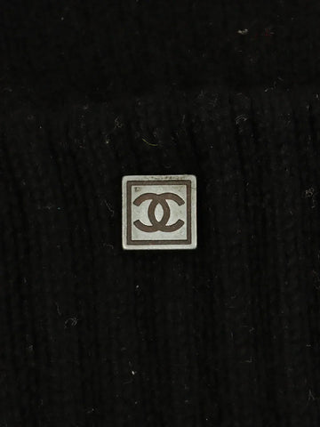 CHANEL Sport Line Cashmere Cc Mark Plate Gloves Black
