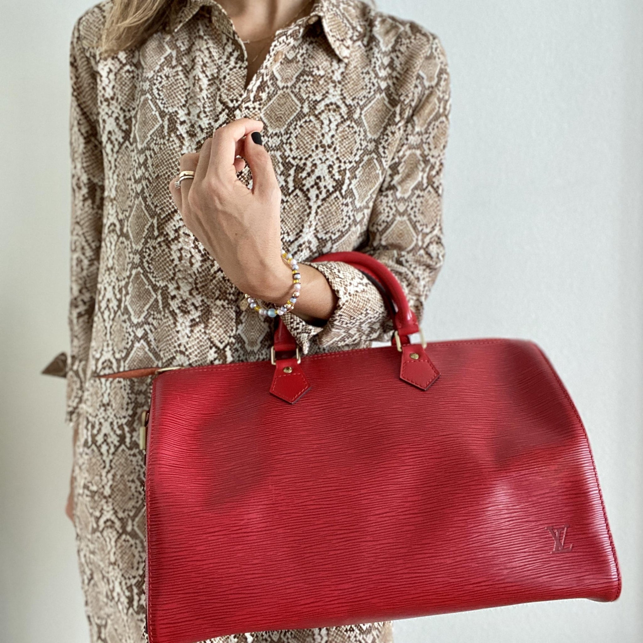 LOUIS VUITTON SPEEDY 40 RED EPI LEATHER  VINTAGE