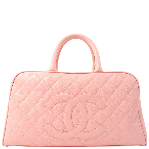 Chanel Around 2005 Made Caviar Skin Cc Mark Stitch Boston Bag Pink