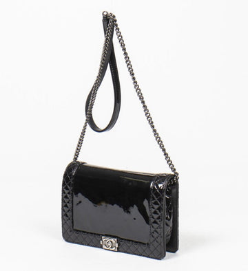 CHANEL REVERSO PATENT LEATHER BOY BAG