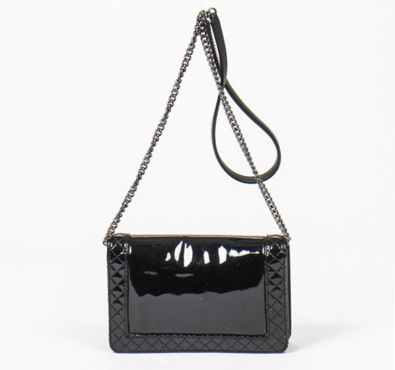 CHANEL REVERSO PATENT LEATHER BOY BAG