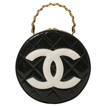 Chanel Around 1995 Made Patent Round Design Cc Mark Vanity Black