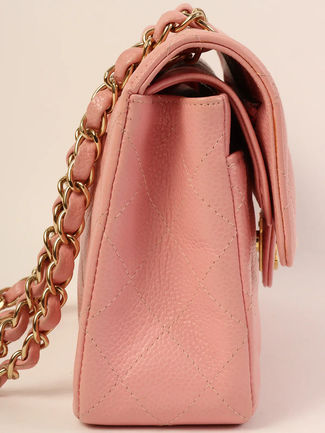 CHANEL Around 2003 Made Caviar Skin Classic Flap Chain Bag 23Cm Pink