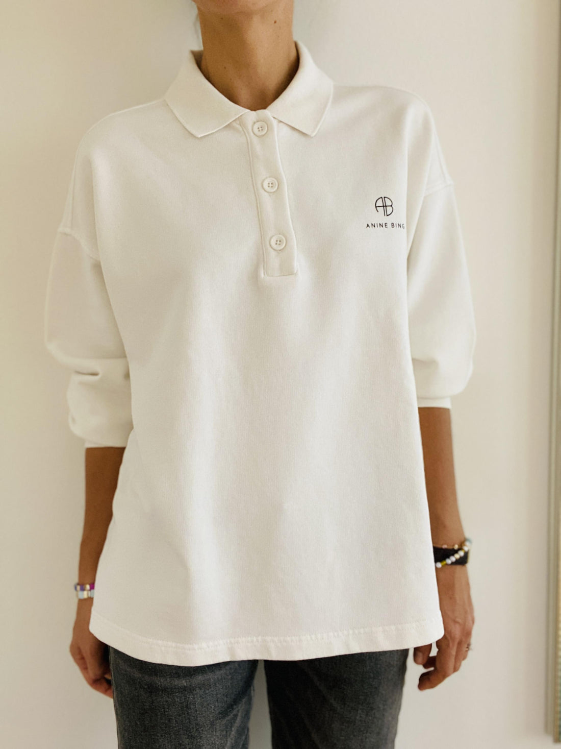 ANINE BING TATUM SWEATSHIRT IN IVORY - SIZE XS
