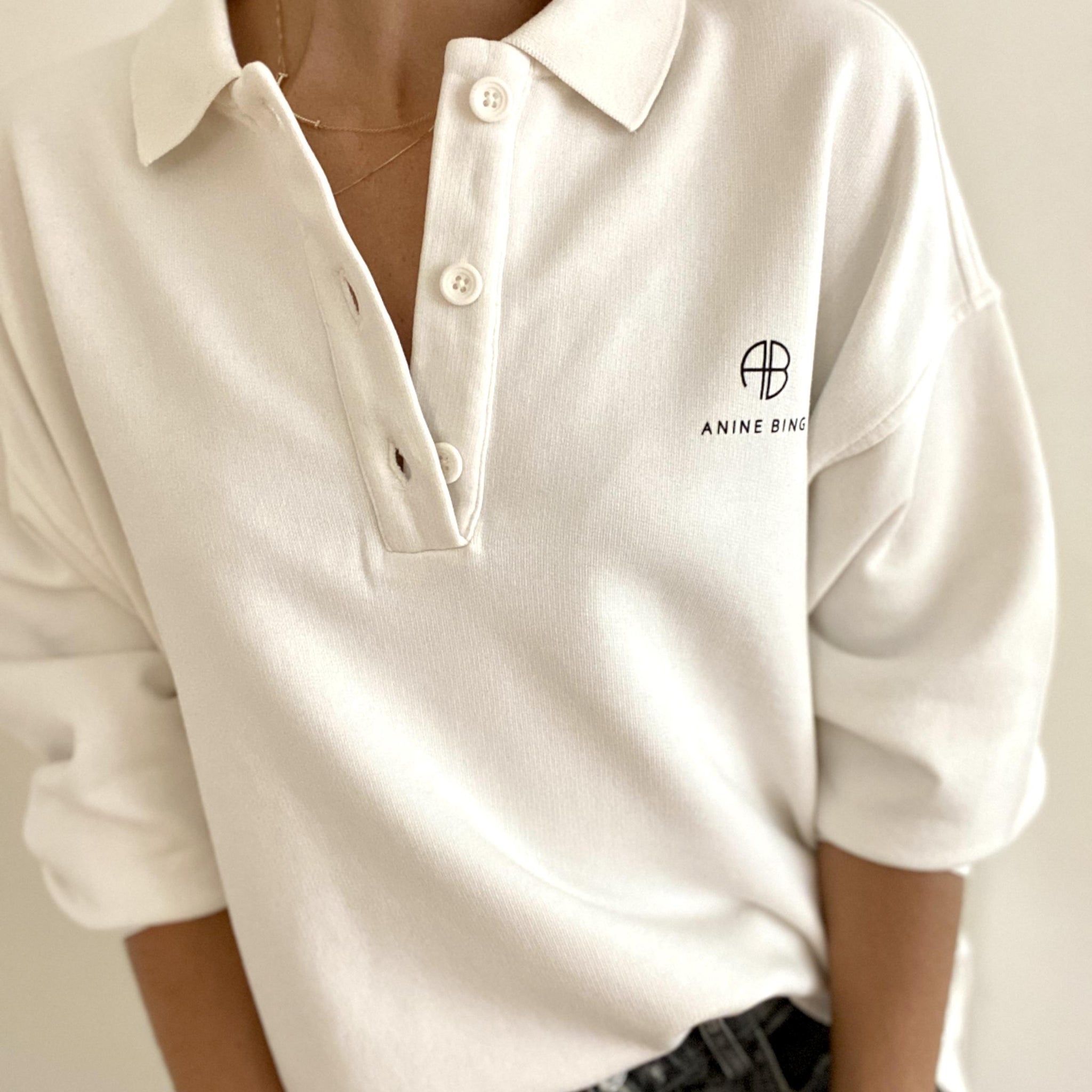 ANINE BING TATUM SWEATSHIRT IN IVORY - SIZE XS