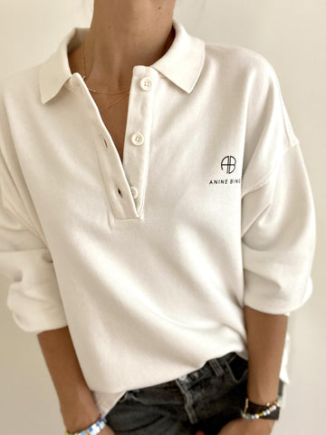 ANINE BING TATUM SWEATSHIRT IN IVORY - SIZE XS