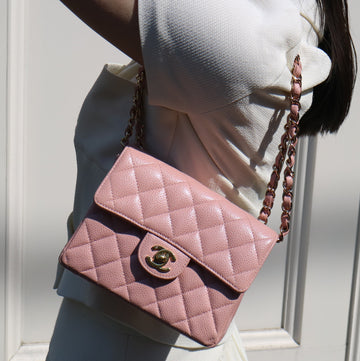 Chanel? 2003-2004 Classic Square Flap 17 Pink Caviar 73586