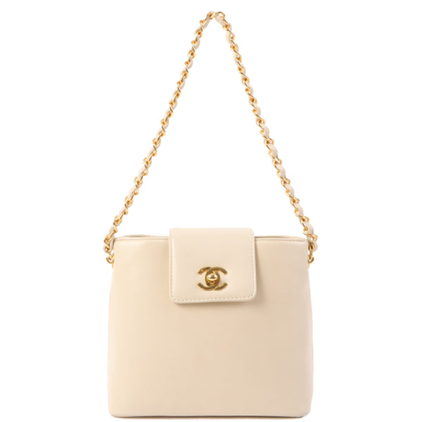 Chanel Around 1998 Made Turn-Lock Mini Chain Handle Bag Ivory