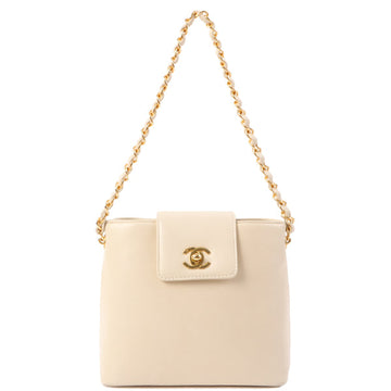 Chanel Around 1998 Made Turn-Lock Mini Chain Handle Bag Ivory