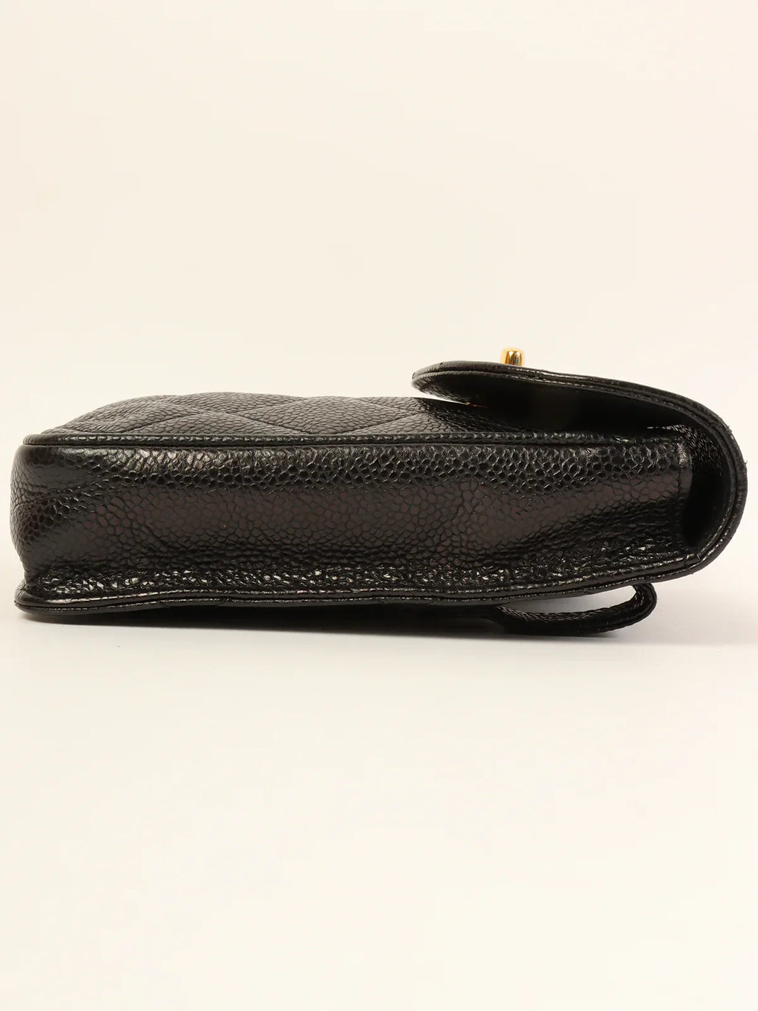 CHANEL Around 1995 Made Caviar Skin Turn-Lock Waist Bag Black