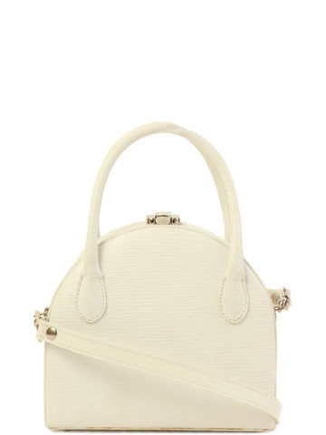 FENDI Leather Metal Clasp Mini 2Way Bag White