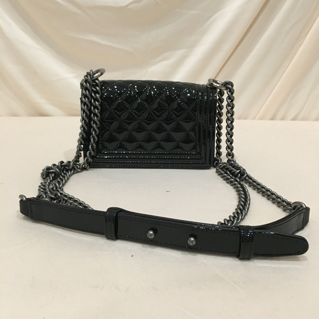 Chanel Black Patent Super Mini Boy Shoulder Bag Sku# 76305
