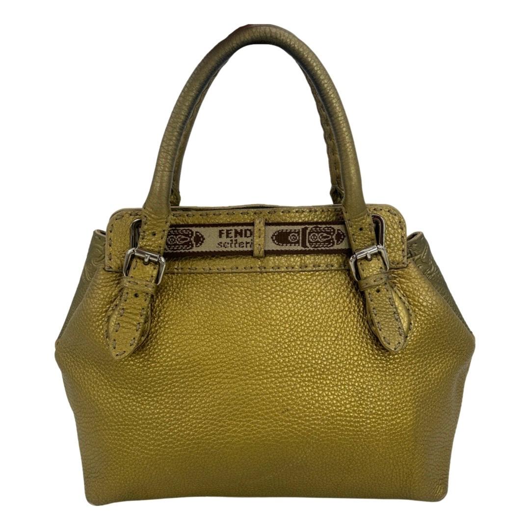 FENDI Selleria Villa Borghese Gold Leather Tote