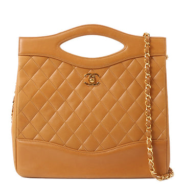 Chanel Around 1990 Made Turn-Lock 2Way Chain Bag Camel